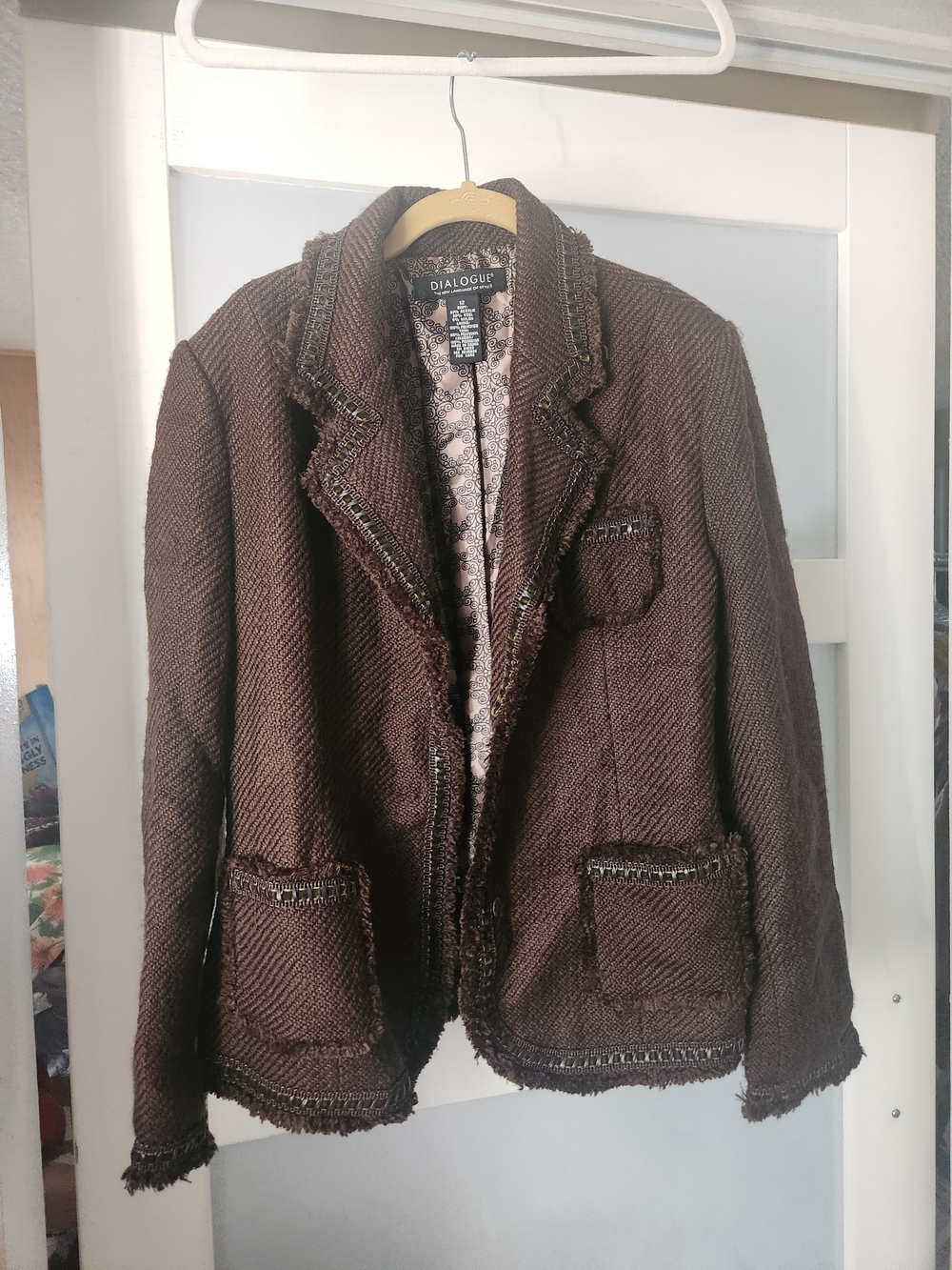 Dialogue Women's Brown Tweed Blazer Jacket